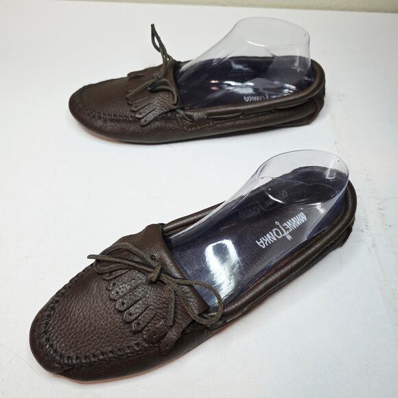 Minnetonka Sz10 Moccasin Super Soft Brown Leather Slipon loafers. Cabin. Lounge - Picture 1 of 14